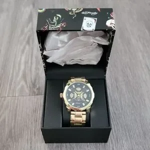 Ed Hardy | Accessories | Ed Hardy Gold And Black Watch | Poshmark